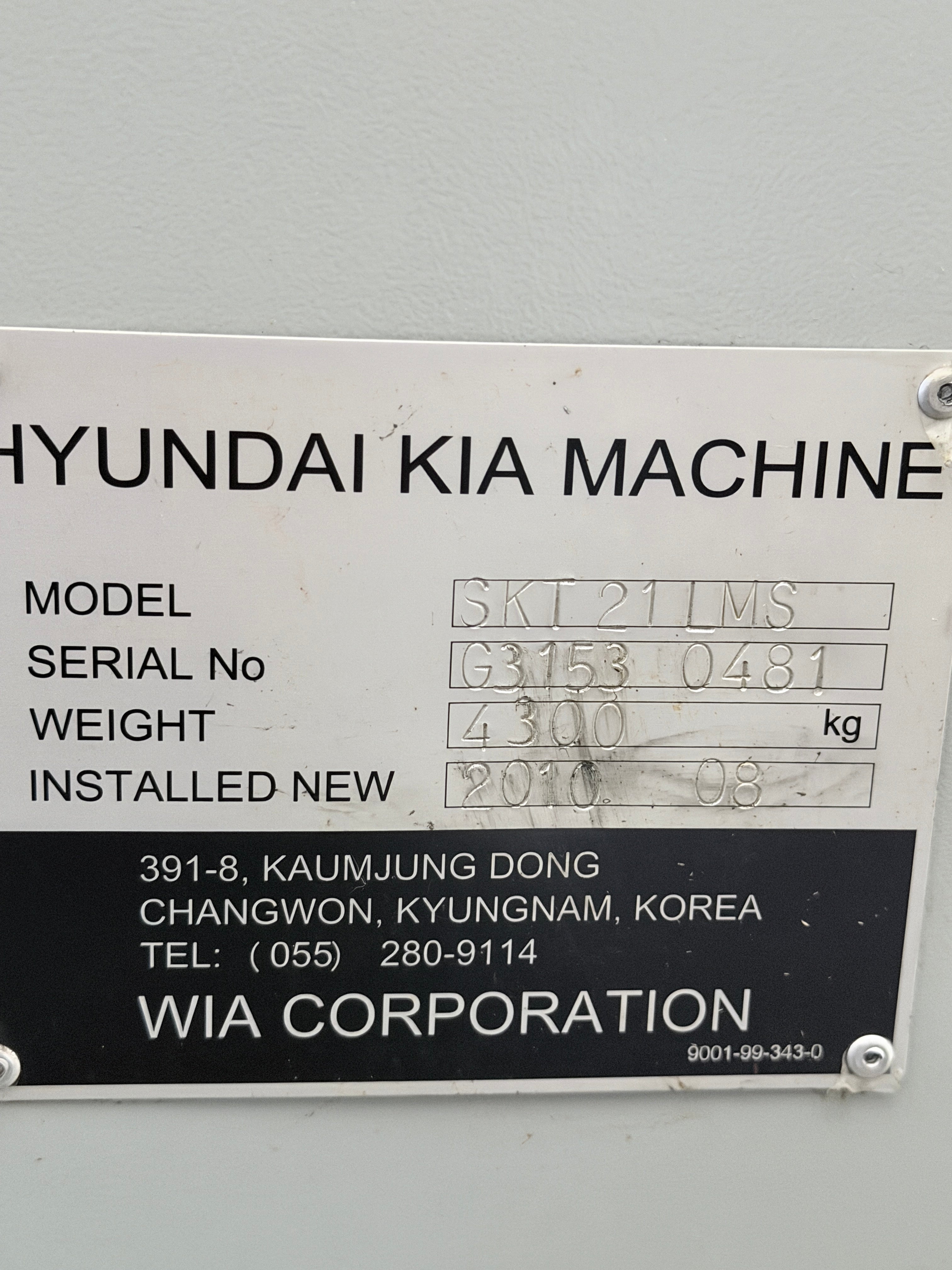 2010 Hyundai Kia SKT-21LMS CNC Lathe