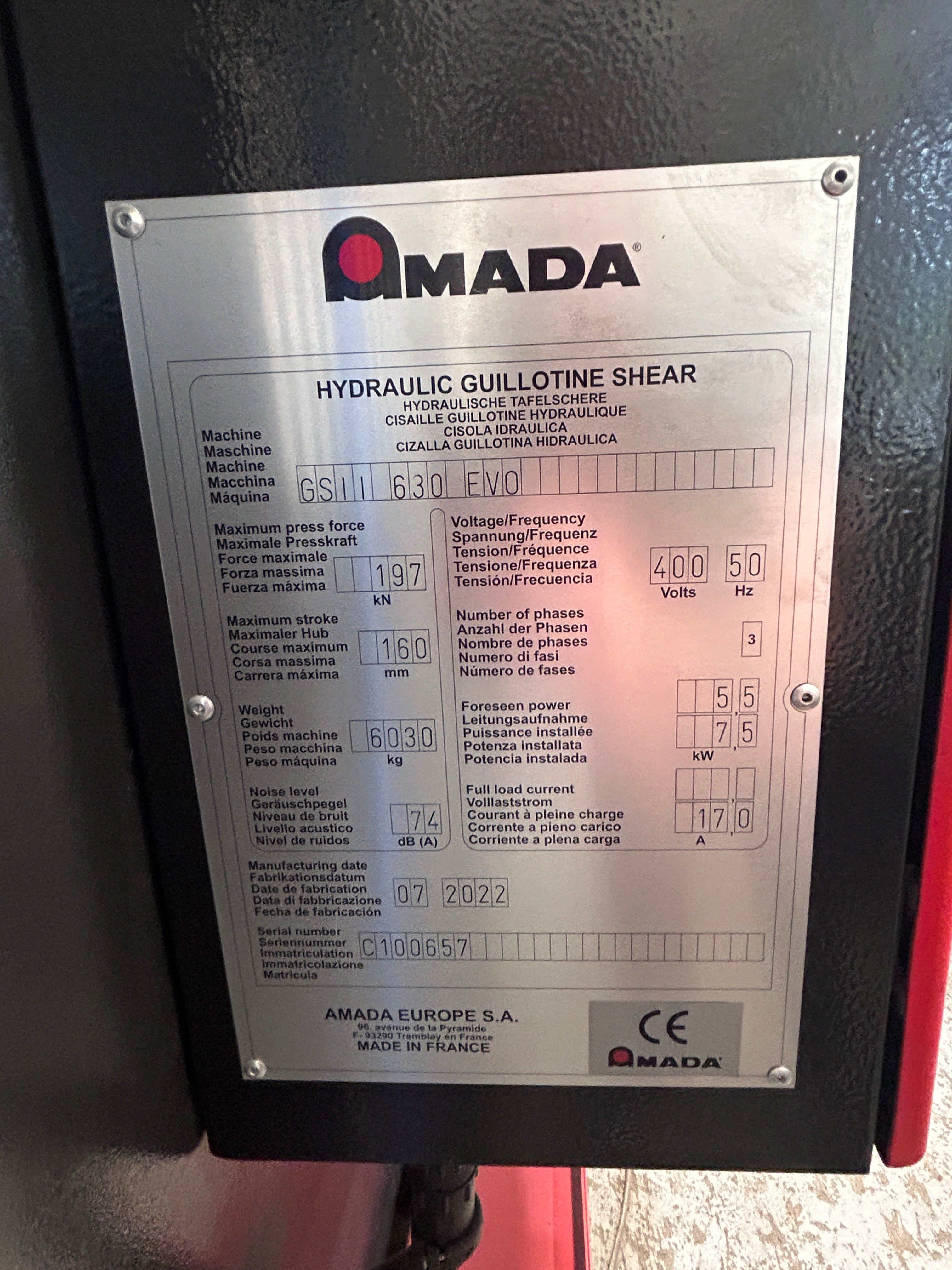 2022 Amada GSII 630 EVO Guillotine