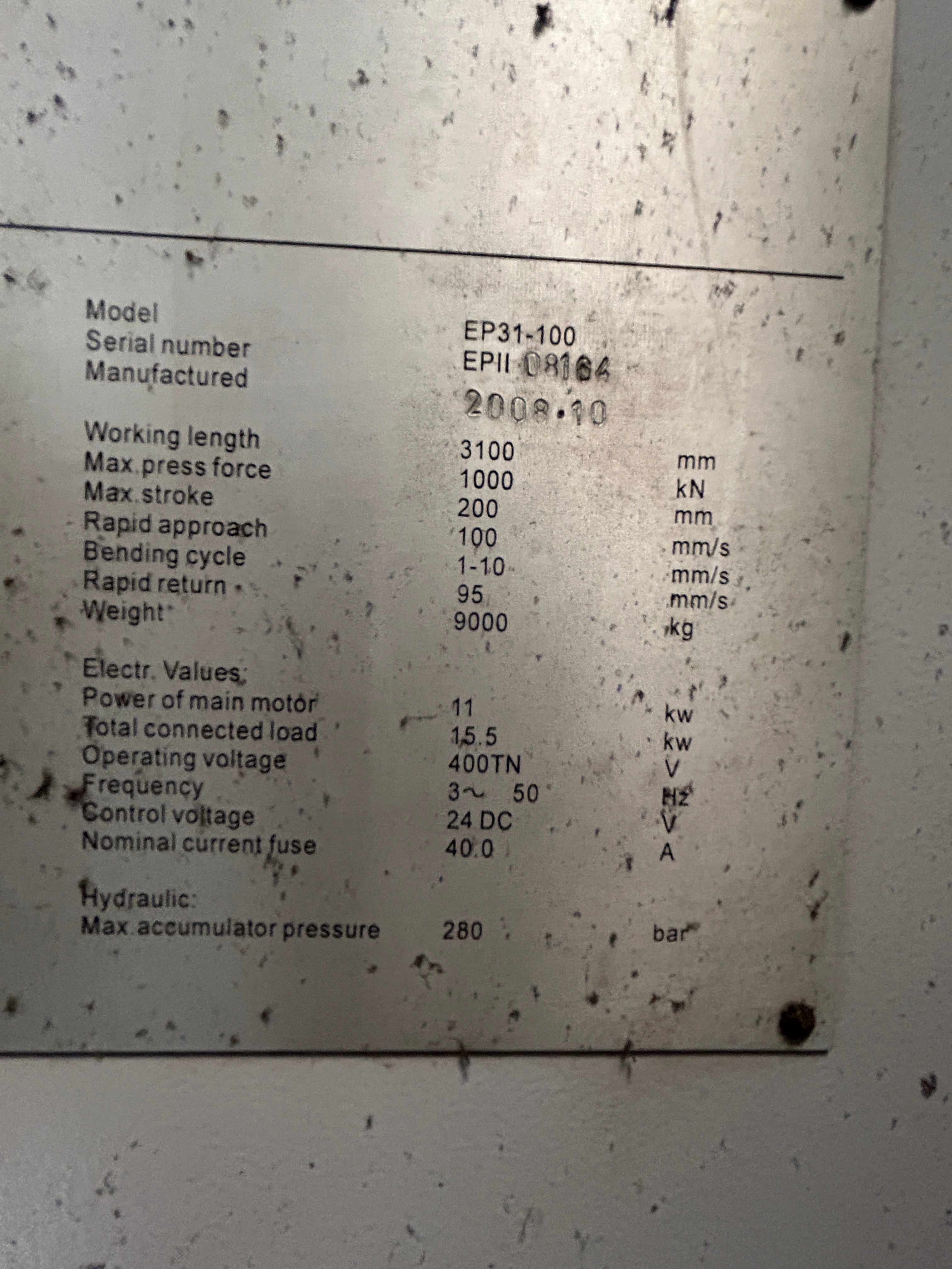 Bystronic AFM EP 31-100 3m x 100 ton Press Brake