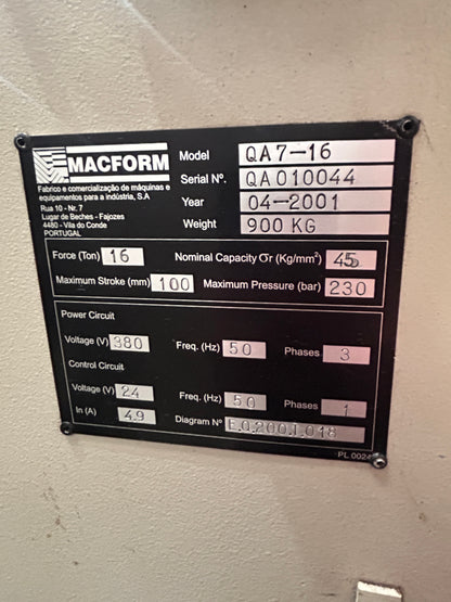 Macform QA7-16  685mm x 16-Ton Press Brake