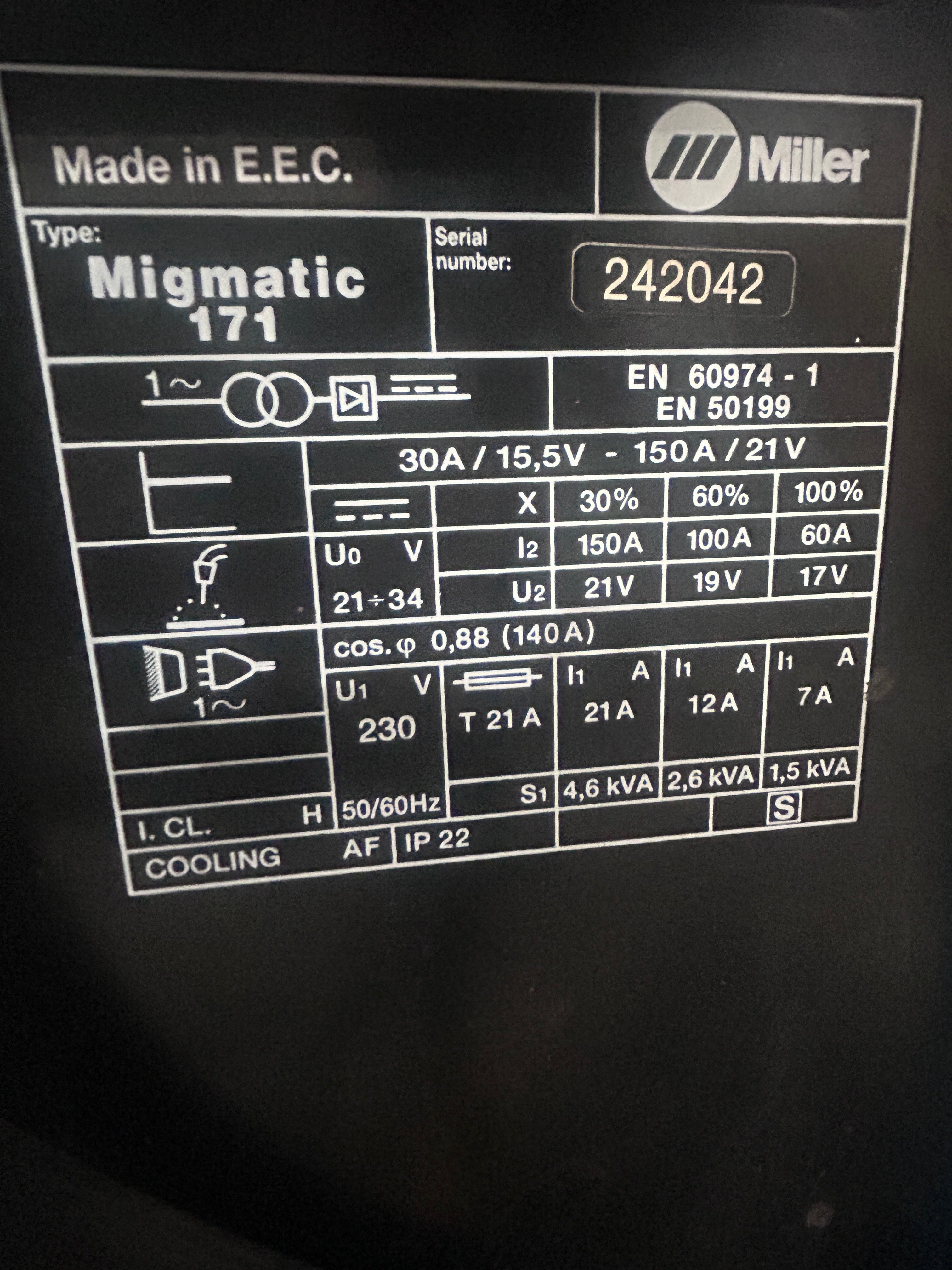 Miller Migmatic 171 Mig Welder