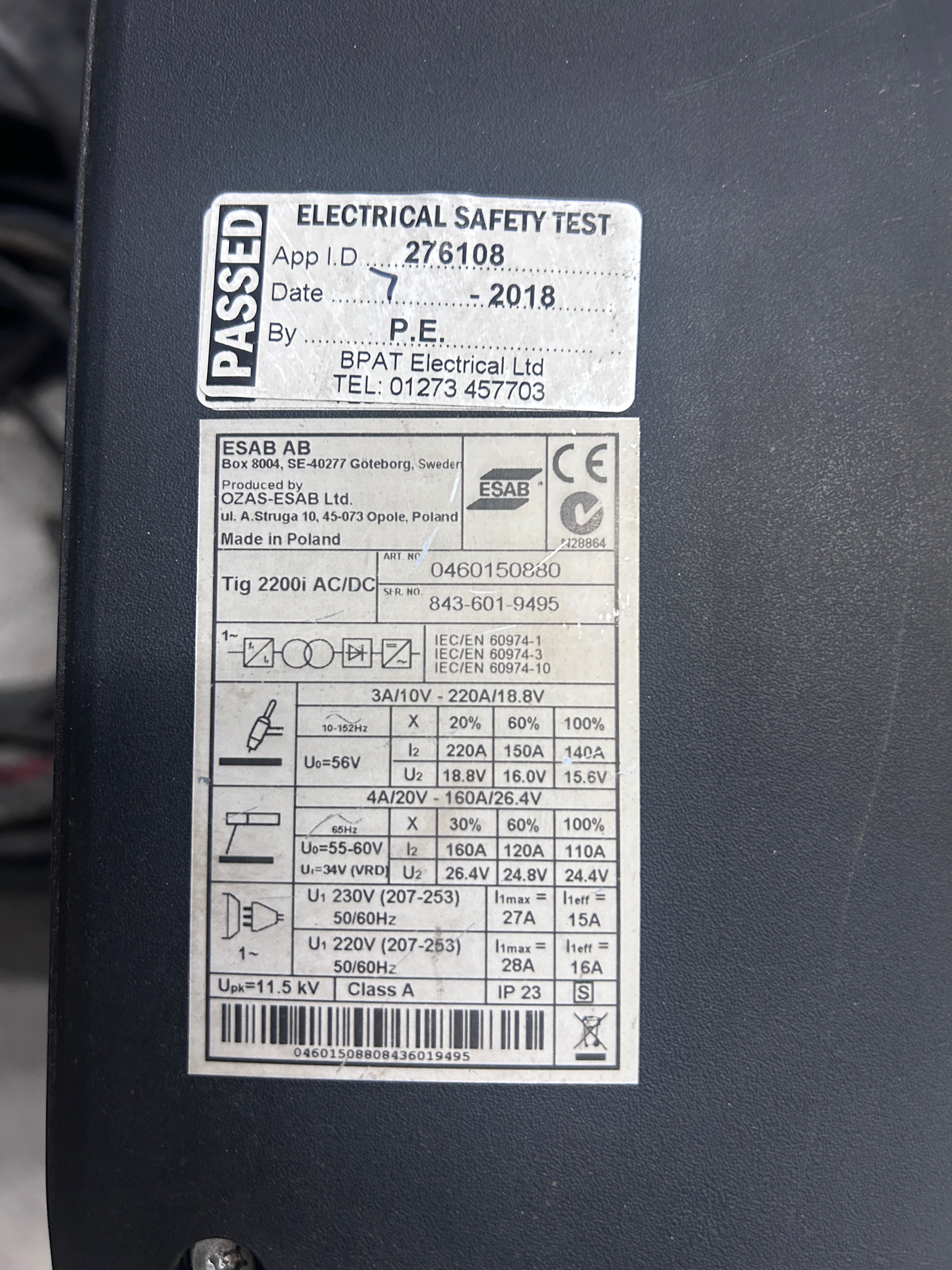 ESAB 2200i Tig Welder