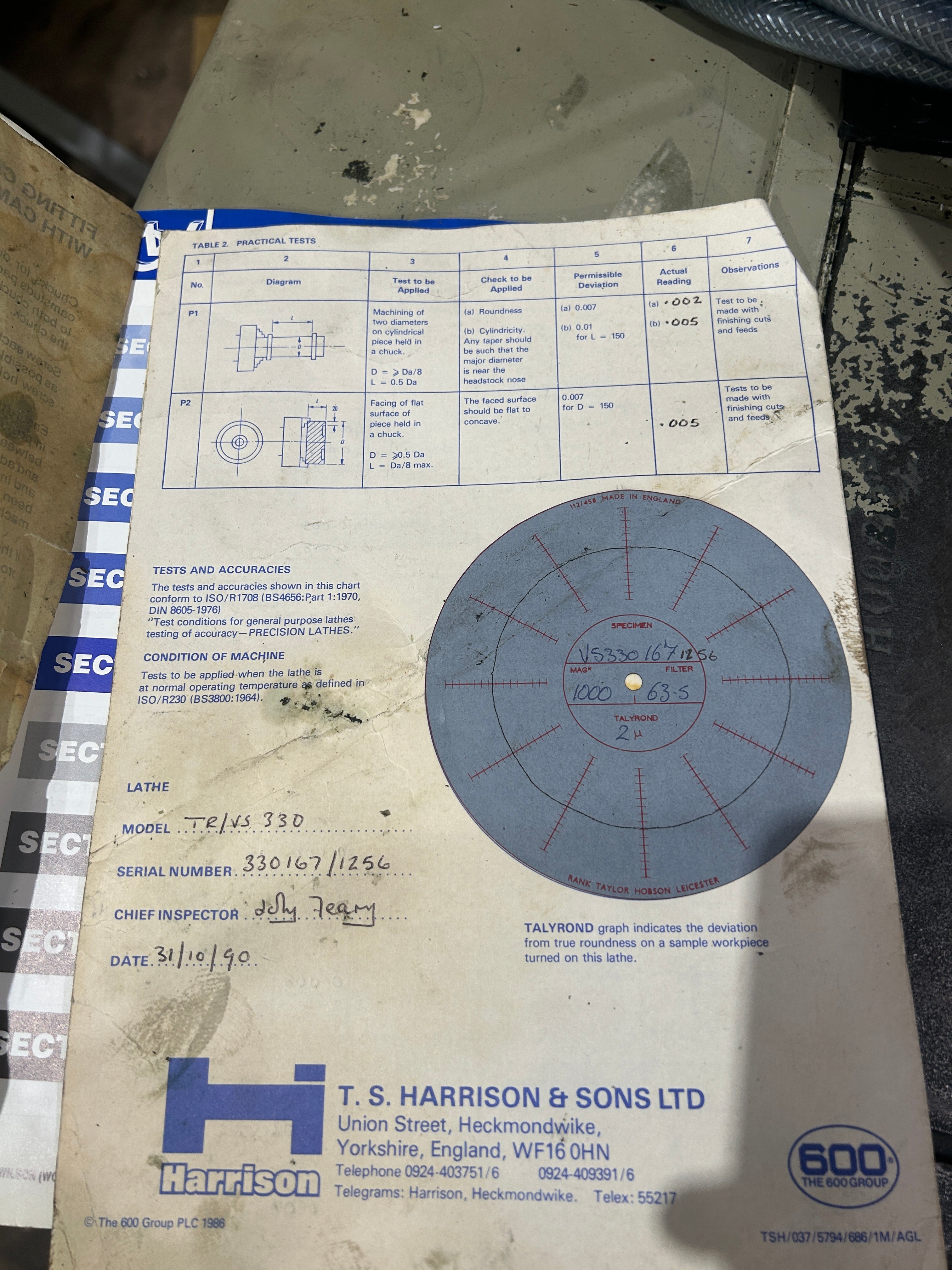 Harrison VS330TR Straight Bed Lathe