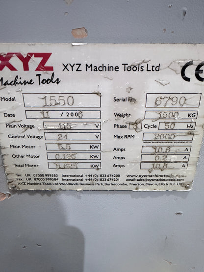 2006 XYZ 1550VS Gap Bed Centre Lathe