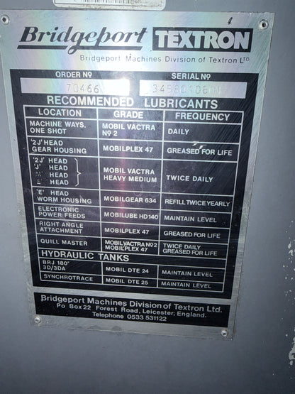 Bridgeport BR2J2 Turret Mill Milling Machine