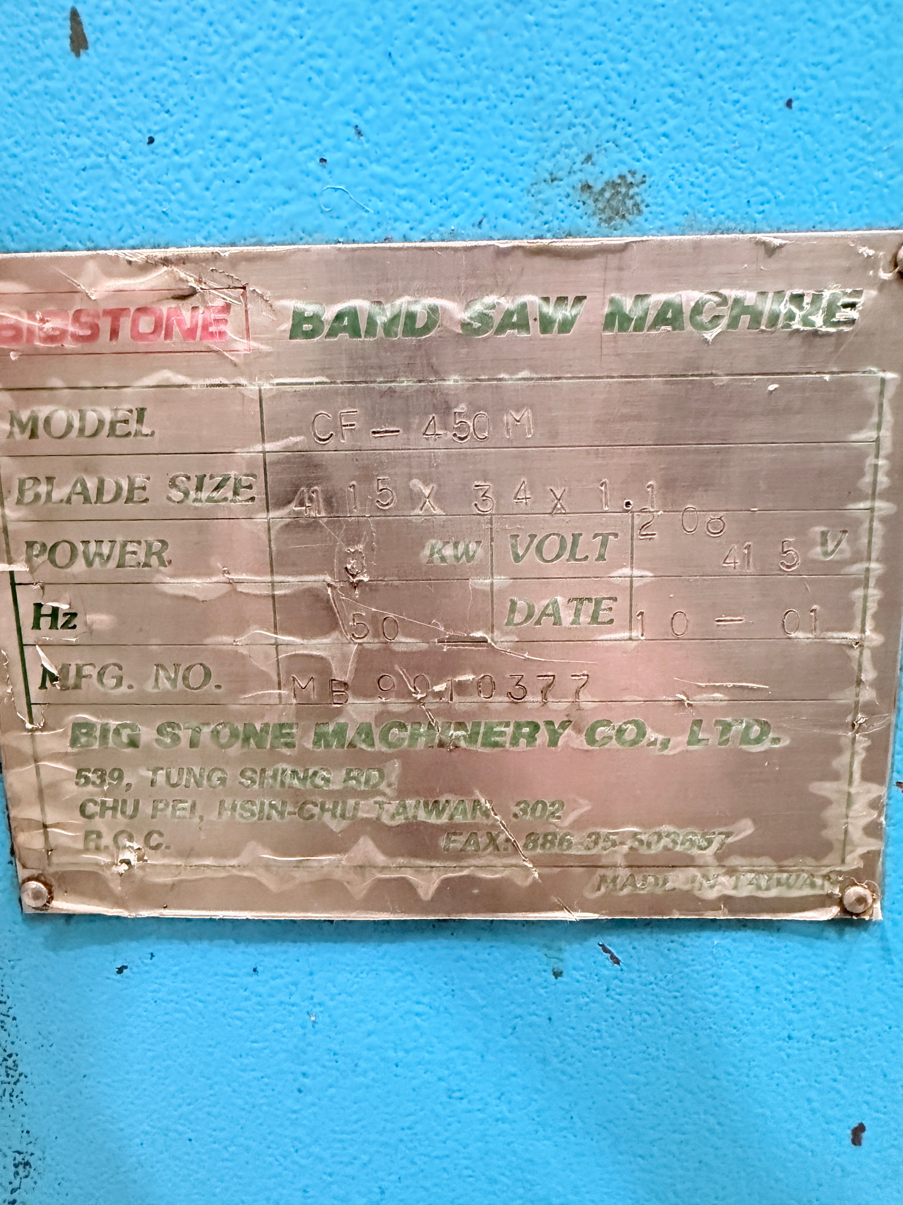 Bigstone CF450M Horizontal Band Saw