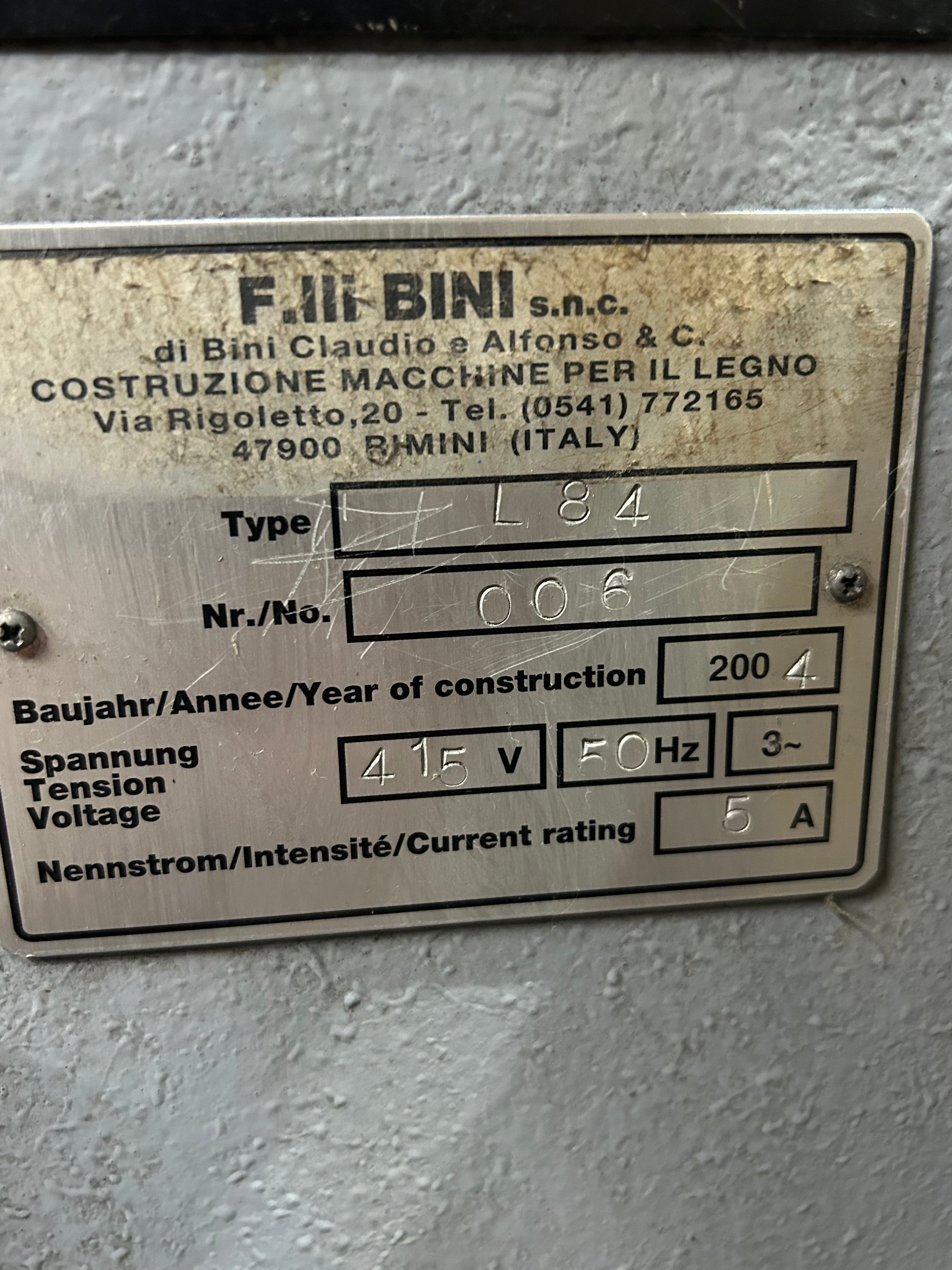 2004 Bini L84 Long Belt Grinder